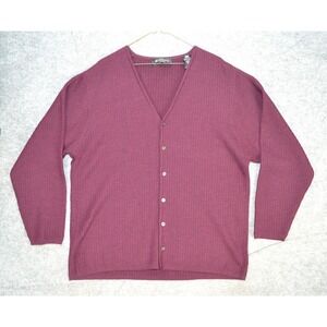 Brandini Cardigan Sweater Mens Large‎ Burgundy Merino Wool Made in Italy Button